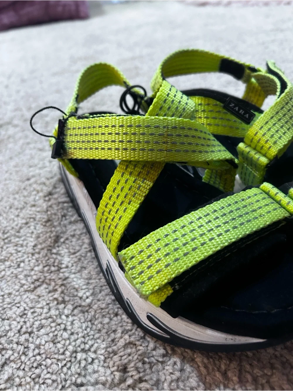 Kids Neon Yellow Strappy Sport Sandals